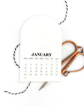 Arched Desk Calendar, 2027 - Sugar Cube