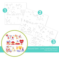 Around Town - Love - Layering Stencil