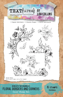 TEXT{ures} Beneath the Brambles Floral Borders and Corners 6in x 8in Clear Stamp Set