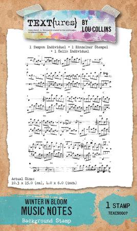 TEXT{ures} Winter in Bloom Music Notes 4in x 6in Background Stamp