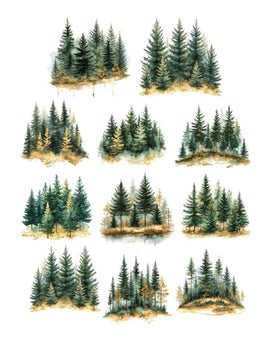 Golden Evergreen Trees Ephemera