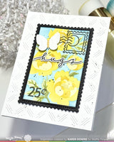 Nesting Postage Collage Peony - Stencil