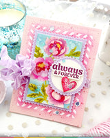 Nesting Postage Collage Peony - Stencil