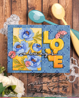 Nesting Postage Collage Peony - Stencil