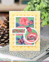 Nesting Postage Collage Peony - Stencil