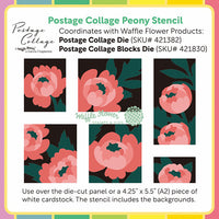 Postage Collage Peony - Stencil