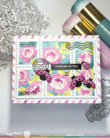 Postage Collage Peony - Stencil