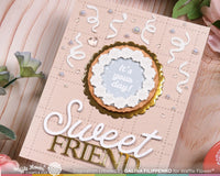 Postage Collage Piped Letters -  Waffle Flower Clear Stamp