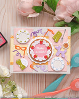 Postage Collage Piped Letters -  Waffle Flower Clear Stamp