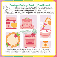 Postage Collage Baking Fun - Waffle Flower Stencil