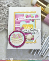 Nesting Postage Collage Baking Fun - Waffle Flower Stencil