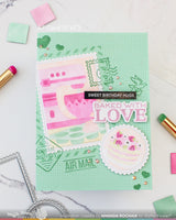 Nesting Postage Collage Baking Fun - Waffle Flower Stencil