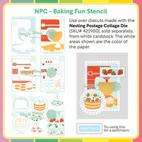 Nesting Postage Collage Baking Fun - Waffle Flower Stencil