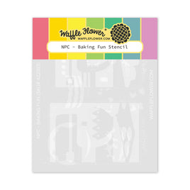 Nesting Postage Collage Baking Fun - Waffle Flower Stencil