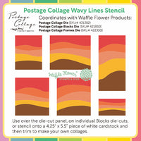 Postage Collage Wavy Lines - Stencil