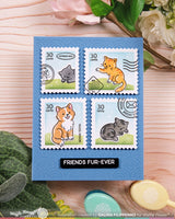 Postage Collage Wavy Lines - Stencil