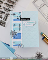Postage Collage Wavy Lines - Stencil