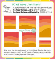 Postage Collage A6 Wavy Lines - Stencil