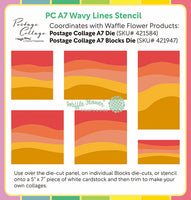 Postage Collage A7 Wavy Lines - Stencil