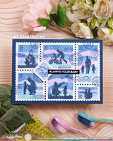Postage Collage A7 Wavy Lines - Stencil
