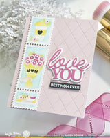 Postage Collage Mom & Dad Details - Clear Stamp