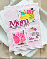 Postage Collage Mom & Dad Details - Clear Stamp