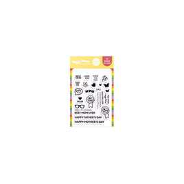Postage Collage Mom & Dad Details - Clear Stamp