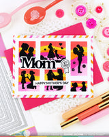 Postage Collage Mom Silhouettes - Clear Stamp