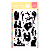 Postage Collage Mom Silhouettes - Clear Stamp