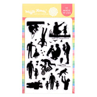 Postage Collage Dad Silhouettes - Clear Stamp