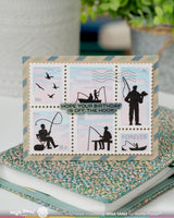 Postage Collage Fishing Silhouettes - Clear Stamp