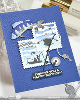 Postage Collage Fishing Silhouettes - Clear Stamp