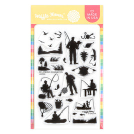 Postage Collage Fishing Silhouettes - Clear Stamp