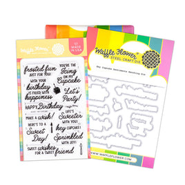 Hey Cupcake Sentiments - Clear Stamp & Die Combo