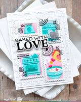 Baked with Love Sentiments -  Waffle Flower Clear Stamp & Die Combo