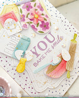 Baked with Love Sentiments -  Waffle Flower Clear Stamp & Die Combo