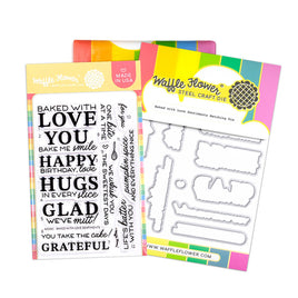 Baked with Love Sentiments -  Waffle Flower Clear Stamp & Die Combo