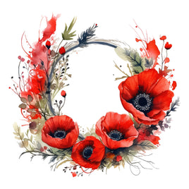 Canadian Poppies12x12 Die Cut Wreath