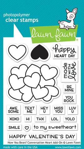 How You Bean? Conversation Heart Add-On-  Lawn Fawn Clear Stamp