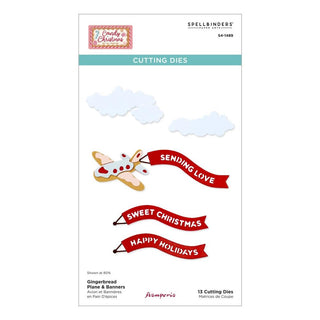 Gingerbread Plane & Banners - Spellbinders Etched Dies From Candy Christmas By Stamperia