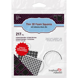 Scrapbook Adhesives Thin 3D Adhesive Foam Squares 217/Pkg - Black (63) .43"X.47" & (154) .25"X.25"