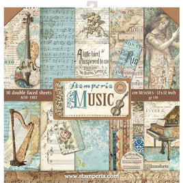 Music - Stamperia Double-Sided Paper Pad 12"X12" 10/Pkg