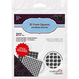Black (63) .5"X.5", (154) .25"X.25" - Scrapbook Adhesives 3D Foam Squares Variety Pack 217/Pkg