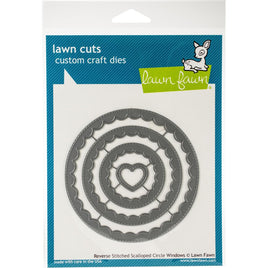 Lawn Cuts Custom Craft Die   Reverse Stitched Scalloped Circle Window