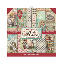 Alice In Wonderland, 10 Designs/1 Each - Stamperia Double-Sided Paper Pad 8"X8" 10/Pkg
