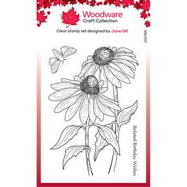 Woodware Clear Stamps Echinacea & Moth