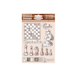 Alice Checkmate - Stamperia Cling Rubber Stamp 5.5"X7"