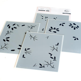 Holiday Botanical Background Layering - Pinkfresh Studio Stencils 4.25