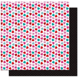 Tulla & Norbert's Love Story Double-Sided Cardstock 12"X12"  Candy Hearts