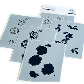 Pinkfresh Studio Stencils 4.25"X5.25" 5/Pkg   Garden Roses Layering
